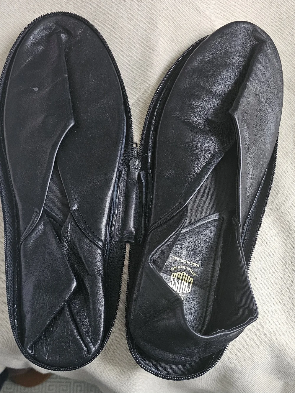 Black Leather Zip-Case Men’s Slip-On Shoes